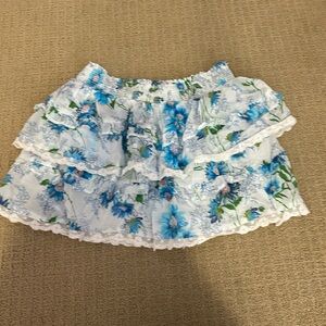 LoveShackFancy Girls Blue Tiered Billie Skirt, size 12Y, blue floral design.